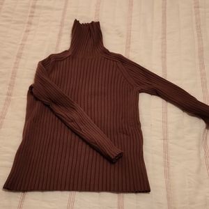 Banana Republic Rust Brown ribbed turtleneck sweater XS very soft!